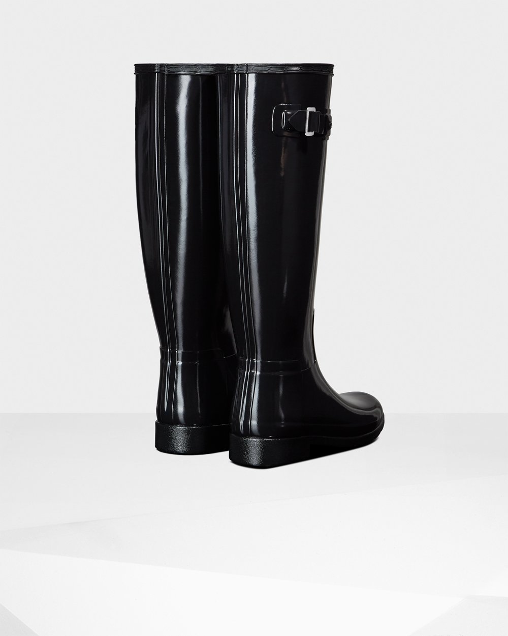 Bottes Hautes de Pluie Hunter Refined Slim Fit Gloss Femme Noir KMTXQWE-71